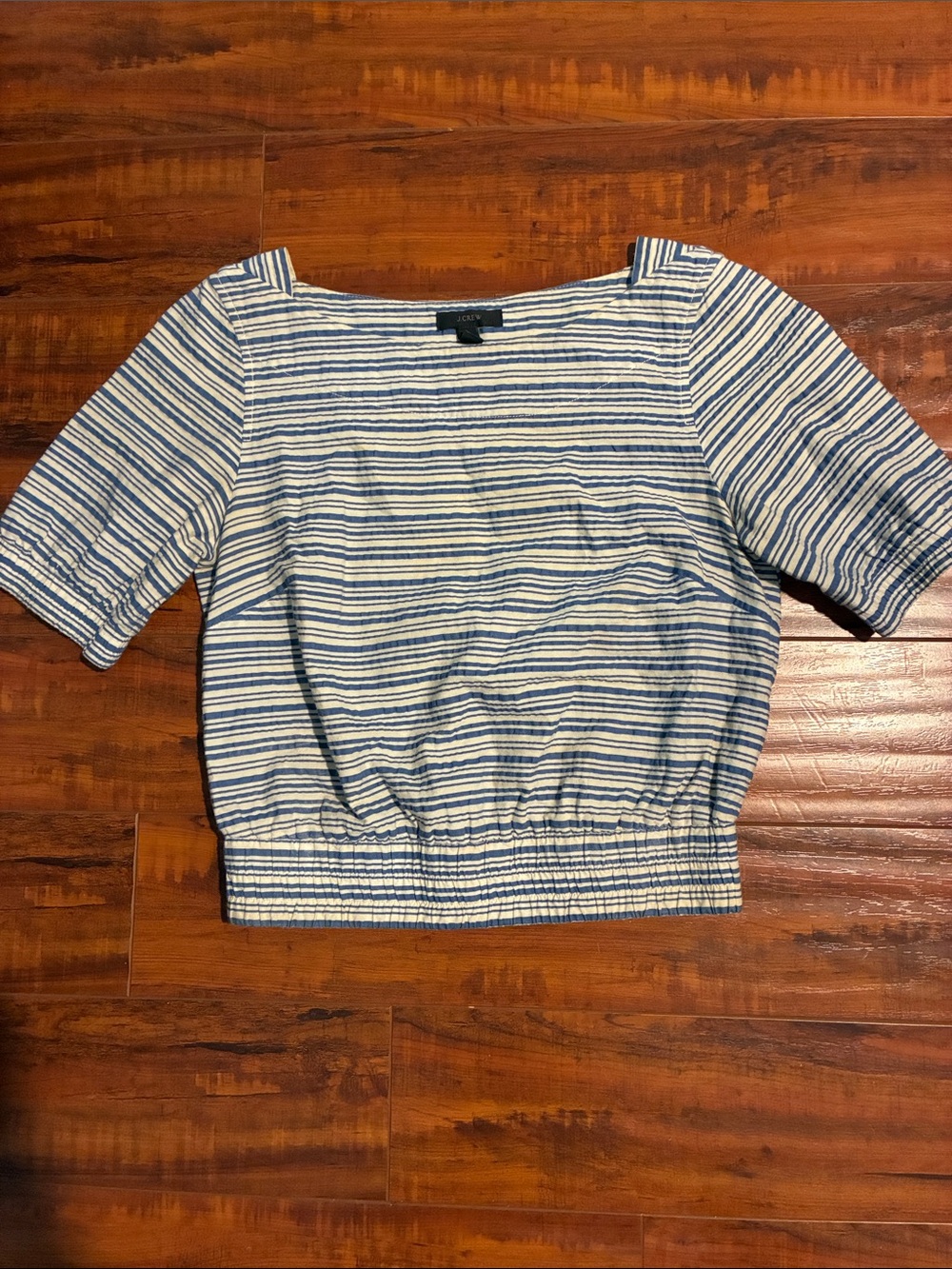 J. Crew Striped Blue and White Short Sleeve  Top